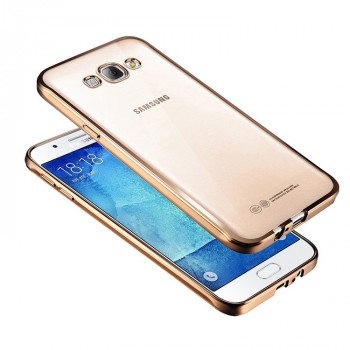Силиконовый матовый полупрозрачный чехол текстура Металлик для Samsung Galaxy J5 (2016) Бежевый