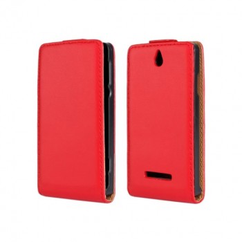 Чехол книжка вертикальная на пластиковой основе с магнитной защелкой для Sony Xperia E dual Красный