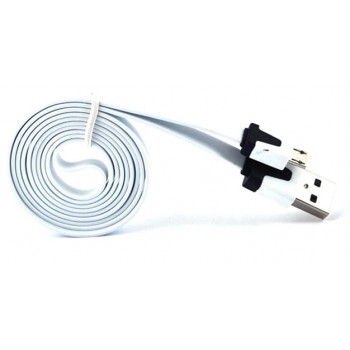 Кабель USB-Micro USB 2.0 силиконовый антизапутывающийся плоского сечения 1м Белый