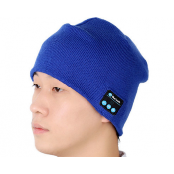 Шерстяная шапка с наушниками, микрофоном и функцией беспроводной bluetooth 5.0 стерео гарнитуры Синий