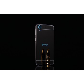 Двухкомпонентный чехол c металлическим бампером с поликарбонатной накладкой и зеркальным покрытием для HTC Desire 626/628 Черный