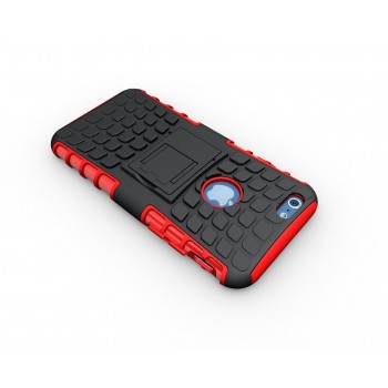 Экстрим противоударный чехол для Iphone 6/6s с подставкой и текстурой шины Красный
