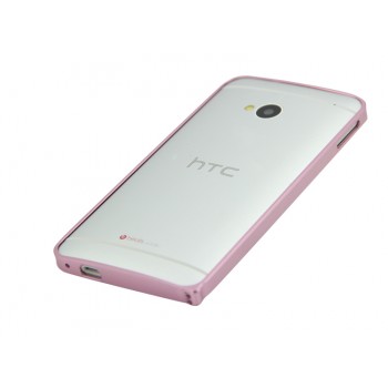 Металлический бампер для HTC One (M7) One SIM (для модели с одной сим-картой) Розовый