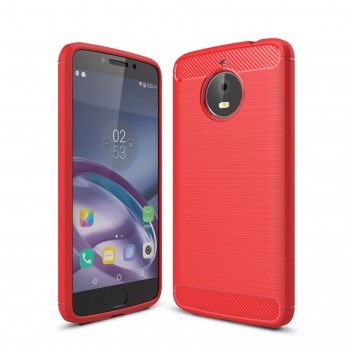 Матовый силиконовый чехол для Motorola Moto E4 Plus с текстурным покрытием металлик Красный