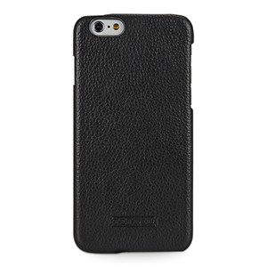 Кожаный чехол накладка (нат. кожа) серия Back Cover для Iphone 6 Plus Черный