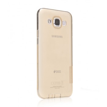Силиконовый матовый полупрозрачный чехол для Samsung Galaxy E5 Коричневый