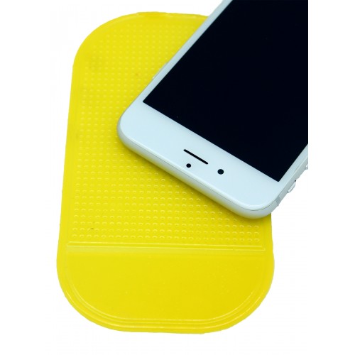 Нескользящий автомобильный силиконовый коврик для гаджетов 14х8 см, цвет Желтый