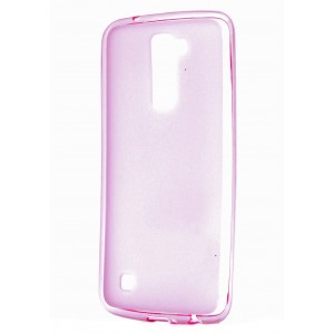 Силиконовый матовый полупрозрачный чехол для LG K10 Розовый