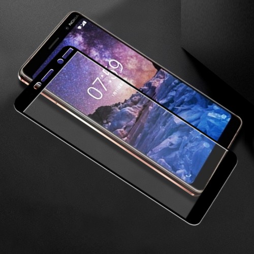 3D полноэкранное ультратонкое износоустойчивое сколостойкое олеофобное защитное стекло для Nokia 7 Plus, цвет Черный