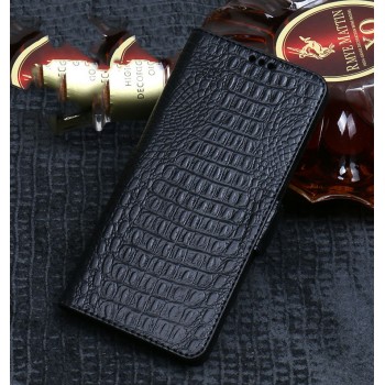 Кожаный чехол портмоне подставка (премиум нат. кожа крокодила) с магнитной застежкой для Huawei Y9 (2018)