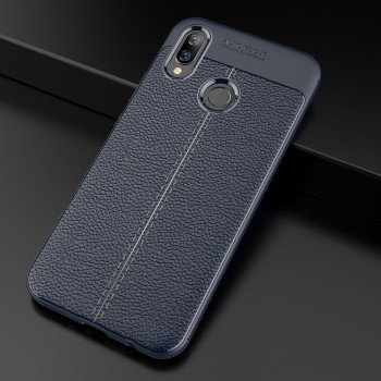 Чехол задняя накладка для Huawei Nova 3i с текстурой кожи Синий