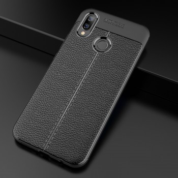 Чехол задняя накладка для Huawei Nova 3i с текстурой кожи Черный