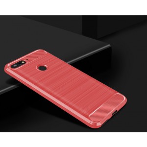 Матовый силиконовый чехол для Huawei Honor 7A Pro/Y6 Prime (2018)/7C с текстурным покрытием металлик Красный