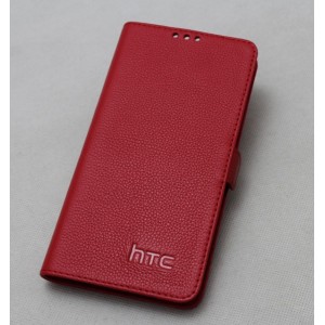 Кожаный чехол горизонтальная книжка (нат. кожа) для HTC One E8 Красный