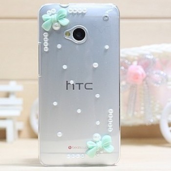 Пластиковый чехол с металлическим напылением и стразами для HTC One (М7) Dual SIM