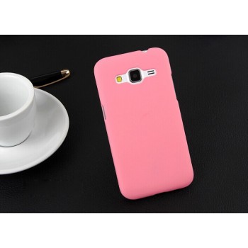 Пластиковый матовый непрозрачный чехол металик для Samsung Galaxy Core Prime Розовый
