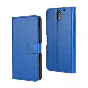 Чехол портмоне подставка на пластиковой основе с защелкой для HTC Desire 610 Синий