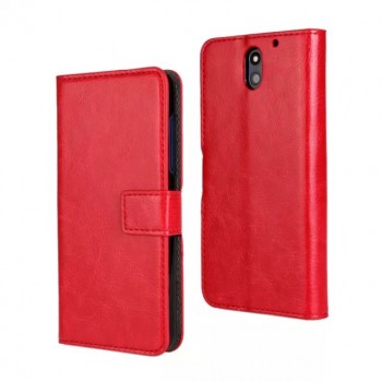 Чехол портмоне подставка на пластиковой основе с защелкой для HTC Desire 610 Красный
