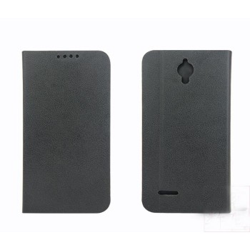 Текстурный чехол флип подставка с застежкой и внутренними карманами для Alcatel One Touch Idol 2 mini Черный