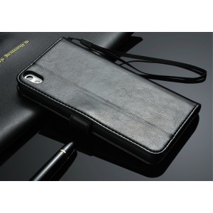Чехол портмоне с отверстием под ремешок для HTC Desire 816 Черный
