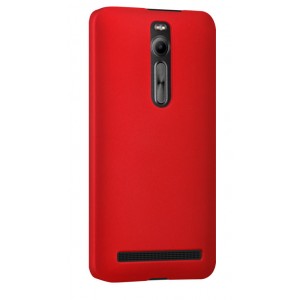 Пластиковый матовый непрозрачный чехол для Asus Zenfone 2 Красный