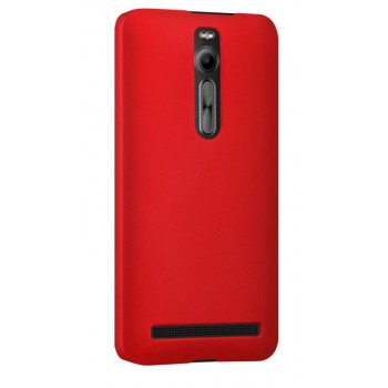 Пластиковый матовый непрозрачный чехол для Asus Zenfone 2 Красный