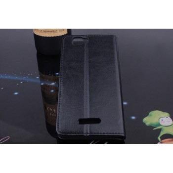 Чехол портмоне подставка на пластиковой основе с магнитной защелкой для Explay Fresh Черный