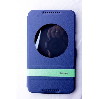 Чехол флип подставка дизайнерский на силиконовой основе с окном вызова для планшета Asus FonePad 8 Синий