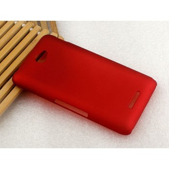 Пластиковый матовый металлик чехол для Sony Xperia E4 Красный