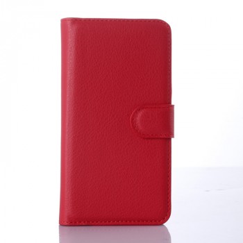 Чехол портмоне подставка на пластиковой основе с отсеком для карт и магнитной защелкой для Microsoft Lumia 640 Красный