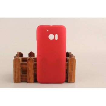 Пластиковый непрозрачный матовый чехол для HTC 10  Красный