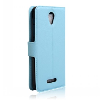 Чехол портмоне подставка на силиконовой основе на магнитной защелке для Alcatel Pop 4 Голубой