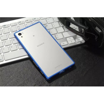 Металлический округлый бампер на пряжке для Sony Xperia X Синий