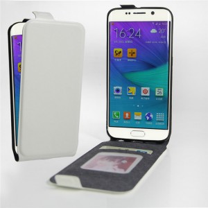 Чехол вертикальная книжка на силиконовой основе с отсеком для карт на магнитной защелке для Samsung Galaxy S6 Edge Белый