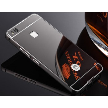 Двухкомпонентный чехол c металлическим бампером с поликарбонатной накладкой и зеркальным покрытием для Huawei P9 Lite Черный