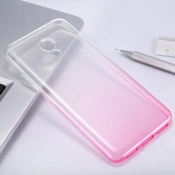 Силиконовый матовый полупрозрачный градиентный чехол для Meizu M3s Mini Розовый