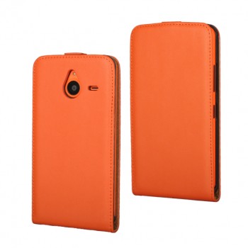 Чехол вертикальная книжка на пластиковой основе на магнитной защелке для Microsoft Lumia 640 XL Оранжевый