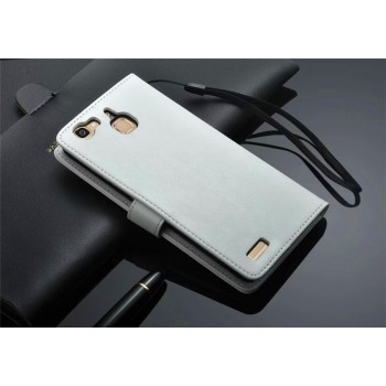 Винтажный чехол портмоне подставка на пластиковой основе на магнитной защелке для Huawei GR3  Белый