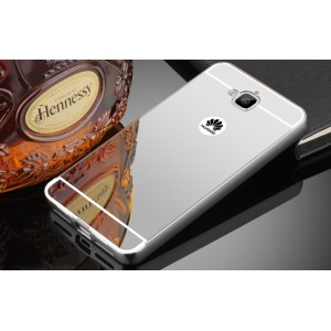 Двухкомпонентный чехол c металлическим бампером с поликарбонатной накладкой и зеркальным покрытием для Huawei Honor 4C Pro Белый