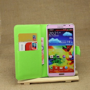 Чехол портмоне подставка на магнитной защелке для Samsung Galaxy Note 3 Зеленый