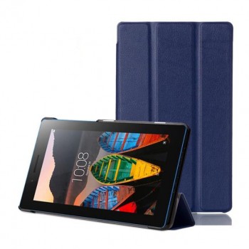 Сегментарный чехол книжка подставка на непрозрачной поликарбонатной основе для Lenovo Tab 3 7 Essential  Синий