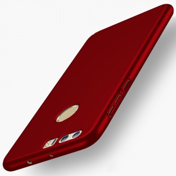 Матовый пластиковый чехол для Huawei Honor 8 с улучшенной защитой торцов корпуса Красный