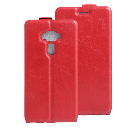 Чехол вертикальная книжка на силиконовой основе с отсеком для карт на магнитной защелке для Asus ZenFone 3 5.5, цвет Красный
