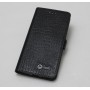 Кожаный чехол горизонтальная книжка подставка (премиум нат. кожа крокодила) с крепежной застежкой для Lenovo Moto Z Play, цвет Черный