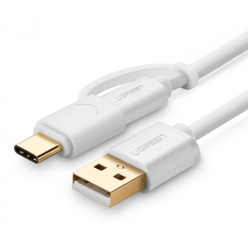 Кабель универсальный USB-Micro USB/USB type С 1м Белый