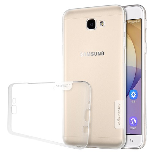 Силиконовый глянцевый полупрозрачный чехол с нескользящими гранями и допзащитой (заглушки) для Samsung Galaxy J5 Prime , цвет Белый
