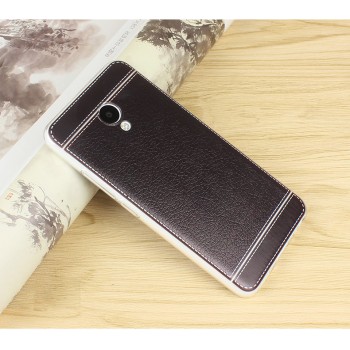 Чехол задняя накладка для Meizu M5 с текстурой кожи Черный