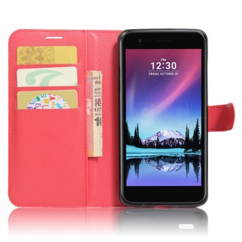 Чехол портмоне подставка для LG K10 (2017) с магнитной защелкой и отделениями для карт Красный