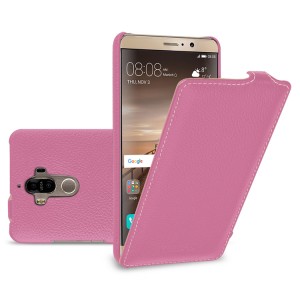 Кожаный чехол вертикальная книжка (премиум нат. кожа) для Huawei Mate 9  Розовый