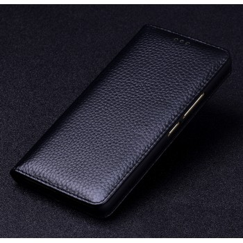Кожаный чехол горизонтальная книжка (премиум нат. кожа) для Huawei Honor 8 Pro  Черный